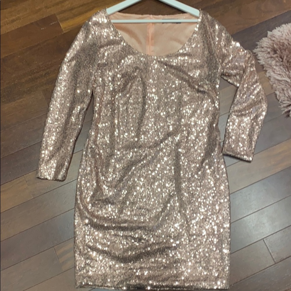 Rose Gold sequin evening dress